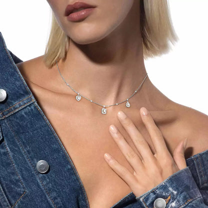 [Luxe Jewelry]My Twin Diamond Necklace in Silver