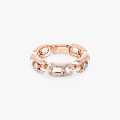 [Luxe Jewelry]Move Link Pave_-Set Diamond Ring in Gold