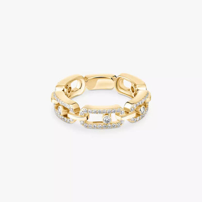 [Luxe Jewelry]Move Link Pave_-Set Diamond Ring in Gold