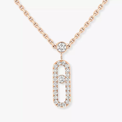 [Luxe Jewelry]2 Rows Rose Gold Diamond Pave_ Necklace Move Uno