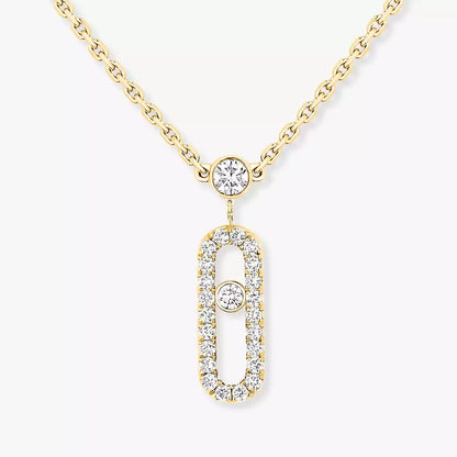 [Luxe Jewelry]2 Rows Rose Gold Diamond Pave_ Necklace Move Uno