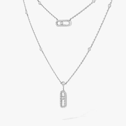 [Luxe Jewelry]2 Rows Rose Gold Diamond Pave_ Necklace Move Uno
