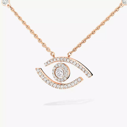 [Luxe Jewelry]Pave_ Diamond Necklace Lucky Eye