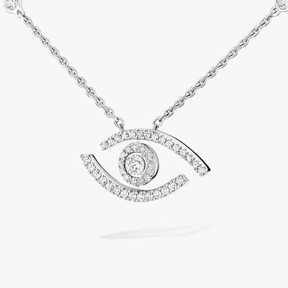 [Luxe Jewelry]Pave_ Diamond Necklace Lucky Eye