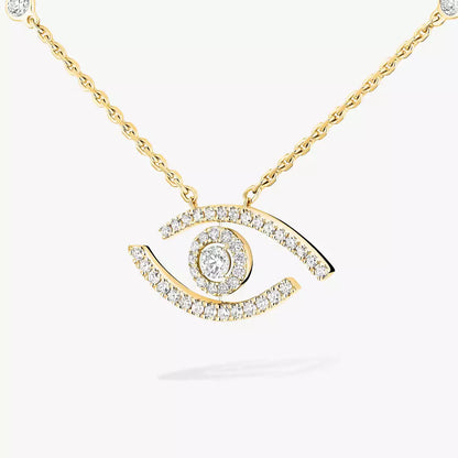 [Luxe Jewelry]Pave_ Diamond Necklace Lucky Eye