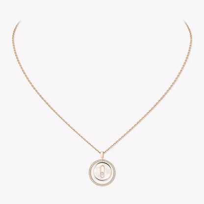 [Luxe Jewelry]Lucky Move Diamond Necklace in Rose Gold and White Mother-of-Pearl