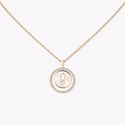 [Luxe Jewelry]Lucky Move Diamond Necklace in Rose Gold and White Mother-of-Pearl