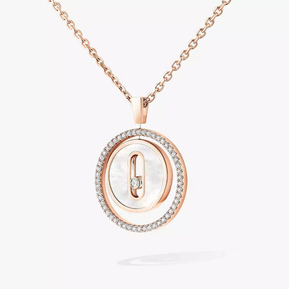 [Luxe Jewelry]Lucky Move Diamond Necklace in Rose Gold and White Mother-of-Pearl