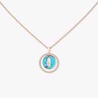 [Luxe Jewelry]Lucky Move Diamond Necklace in Rose Gold and White Mother-of-Pearl