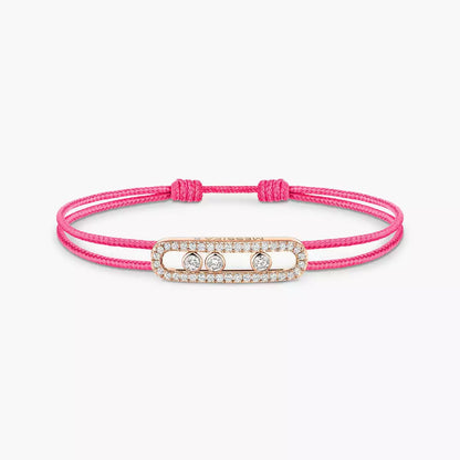 [Luxe Jewelry] Care(s) pink cord pavé bracelet