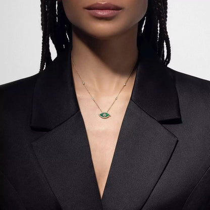 [Luxe Jewelry]Lucky Eye Diamond Necklace in Rose Gold and Turquoise