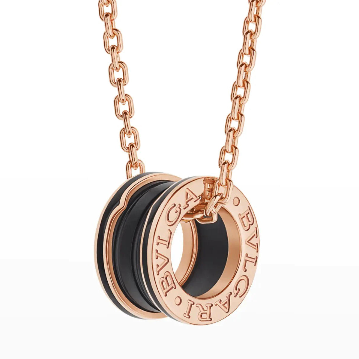 [Luxe]ZERO 1 BLACK CERAMIC PINK GOLD NECKLACE