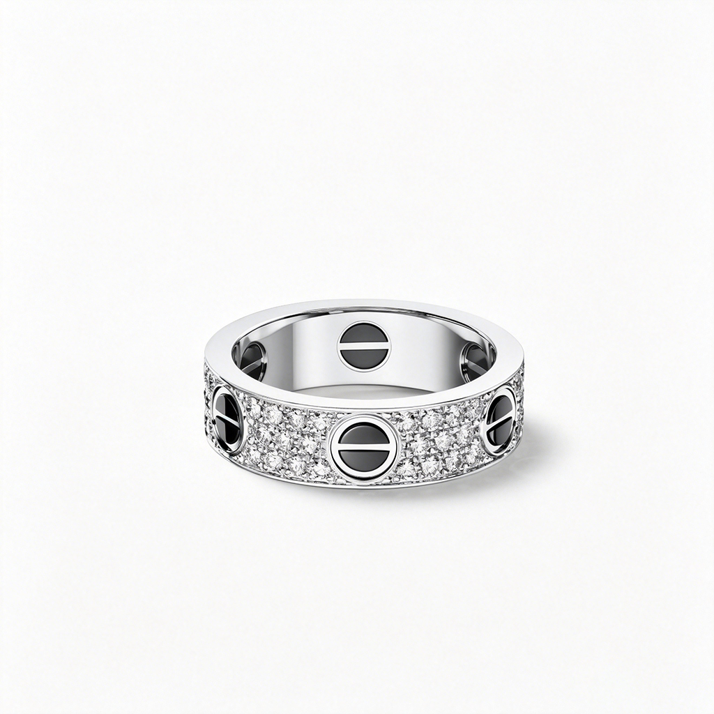 [Luxe Jewelry] LOVE RING 5.5MM DIAMONDS PAVED CERAMIC