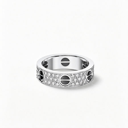 [Luxe Jewelry] LOVE RING 5.5MM DIAMONDS PAVED CERAMIC