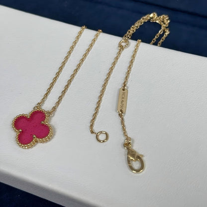 [LUXE] NEW CLOVER 15MM PINK ENAMEL NECKLACE