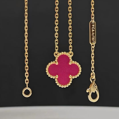[LUXE] NEW CLOVER 15MM PINK ENAMEL NECKLACE