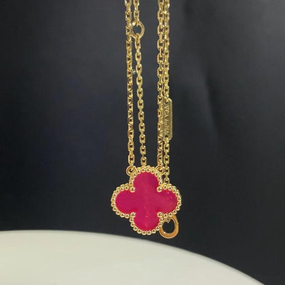 [LUXE] NEW CLOVER 15MM PINK ENAMEL NECKLACE