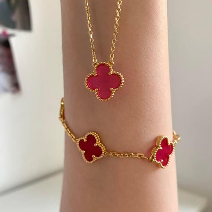 [LUXE] NEW CLOVER 15MM PINK ENAMEL NECKLACE
