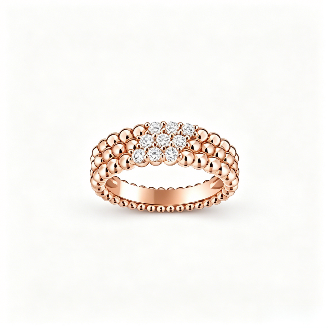 [Luxe Jewelry]THREE-ROW DIAMOND RING
