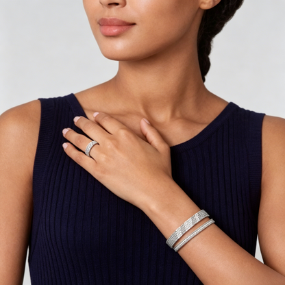 [LUXE] THREE-ROW DIAMOND RING