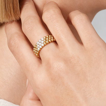 [LUXE] THREE-ROW DIAMOND RING