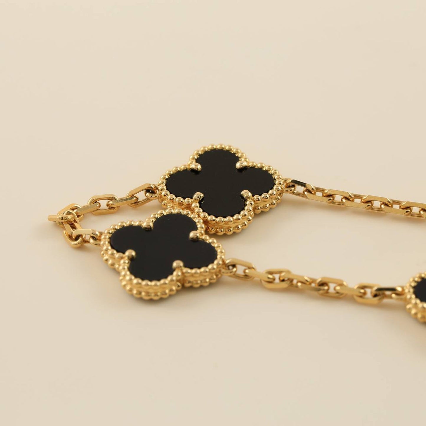 [Luxe]CLOVER  5 MOTIFS BLACK ONYX BRACELET