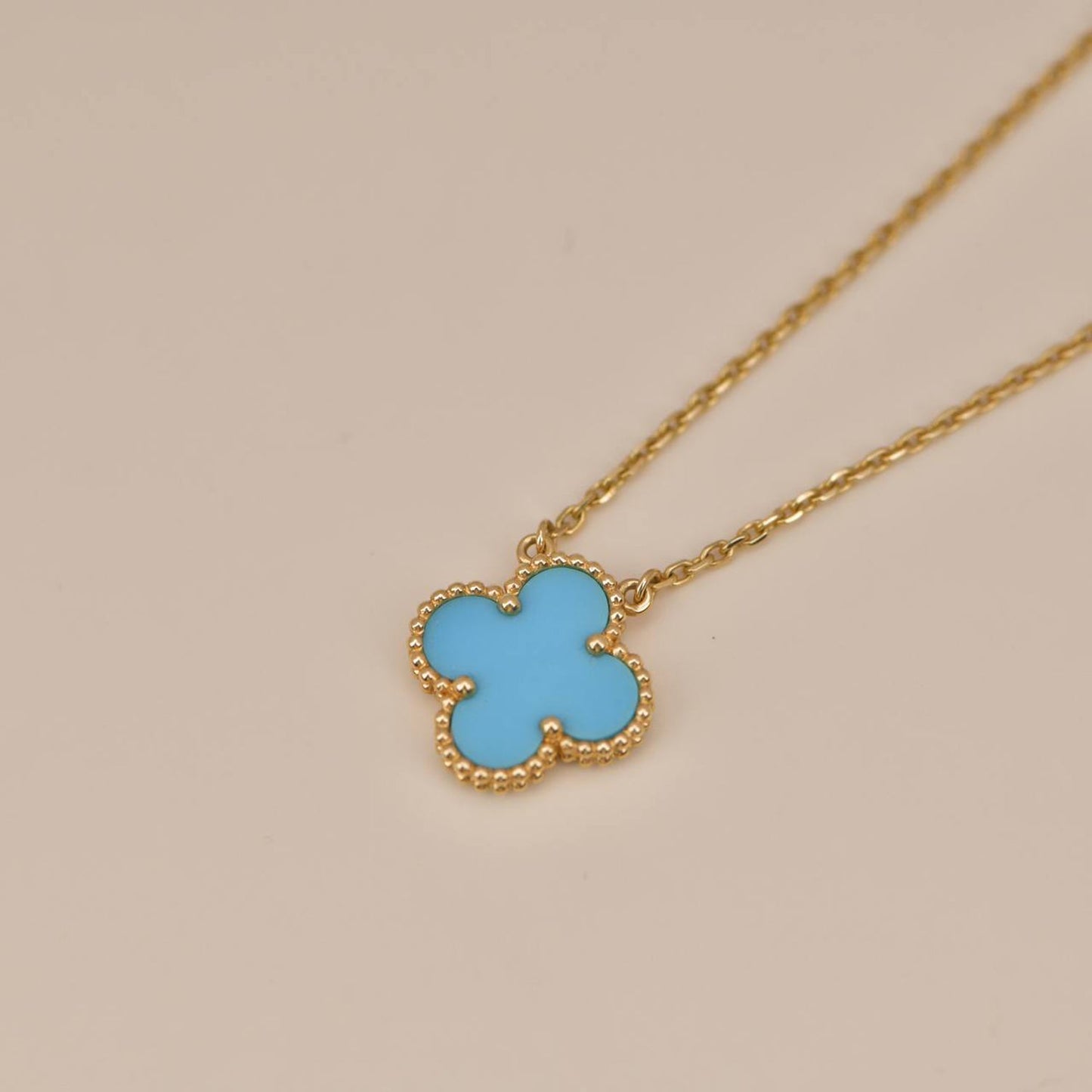 [Luxe]CLOVER 15MM VINTAGE TURQUOISE NECKLACE