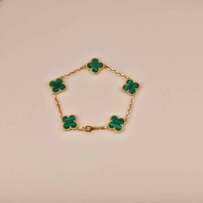 [Luxe]CLOVER 5 MOTIFS MALACHITE BRACELET