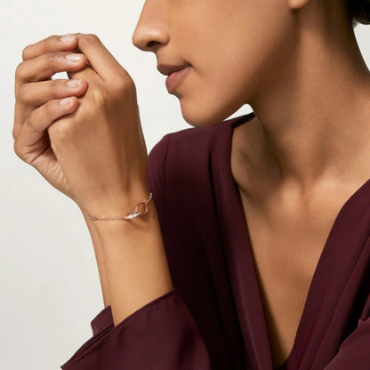 [Luxe Jewelry] LOVE DOUBLE RING HALF DIAMOND BRACELET