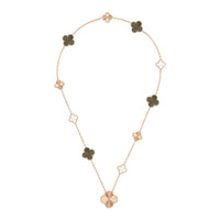 [LUXE]ABNEHMBARE KLEE 15(11+4) BLÜTEN-ROSEGOLD-HALSKETTEN-SET