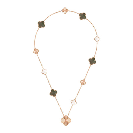 [LUXE]ABNEHMBARE KLEE 15(11+4) BLÜTEN-ROSEGOLD-HALSKETTEN-SET