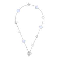 [LUXE]取り外し可能 クローバー 15(11+4)フラワー シルバーネックレスセット