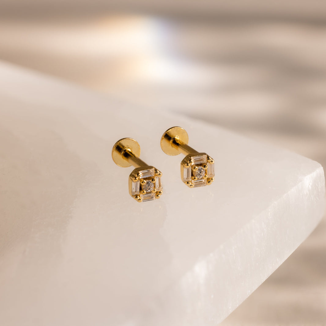 Art-Deco-Ohrstecker mit flacher Rückseite