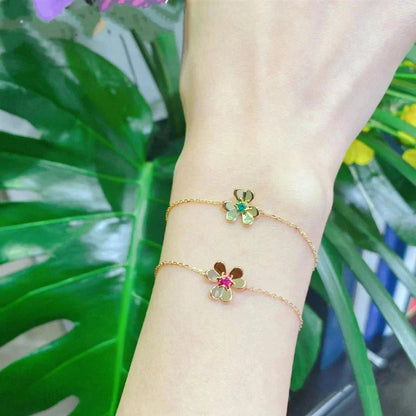 [LUXE]FRIVOLE GOLD BLUME ROSA MALACHIT ARMBAND