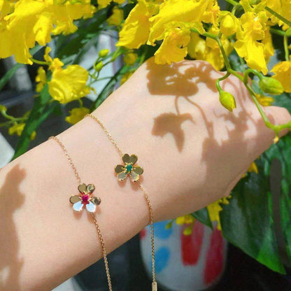 [LUXE]FRIVOLE GOLD BLUME ROSA MALACHIT ARMBAND