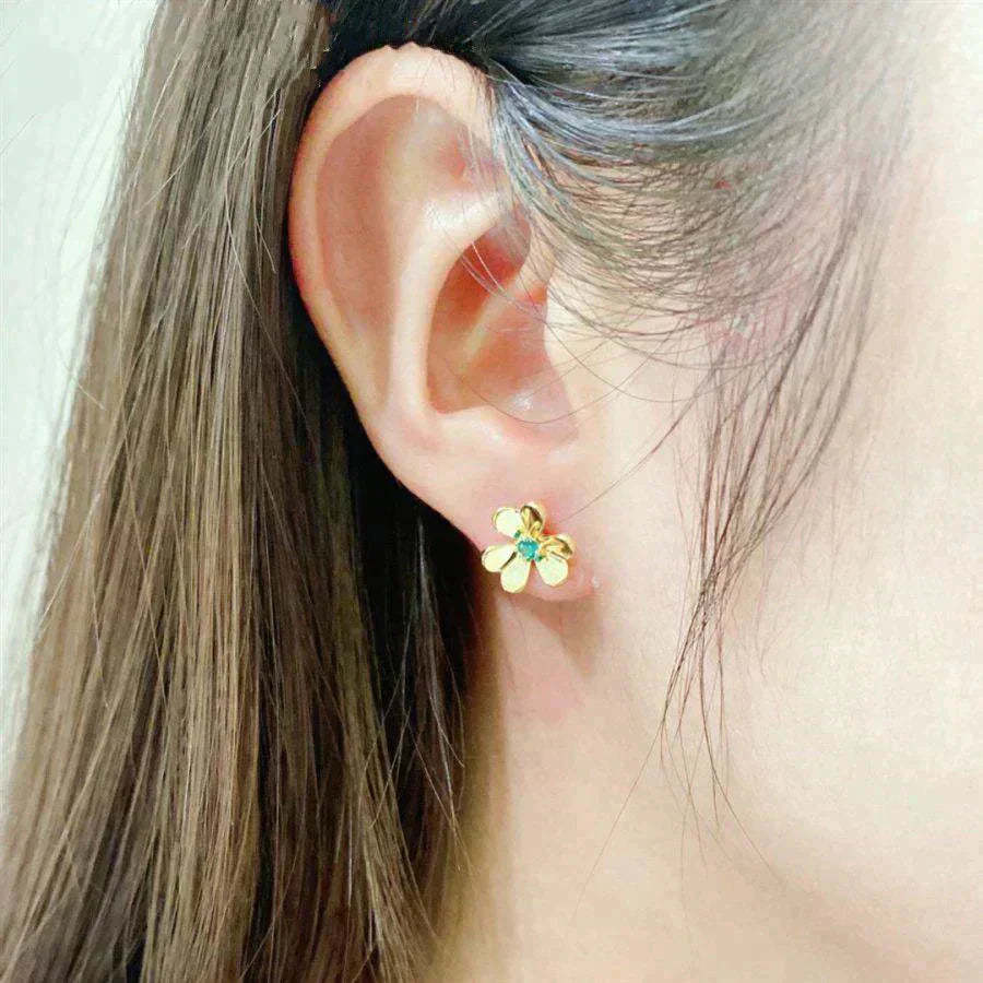 [LUXE]FRIVOLE  FLOWER MALACHITE EARRINGS