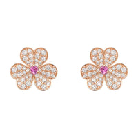 [Luxe Jewelry]FRIVOLE PINK GOLD FLOWER DIAMOND EARRINGS