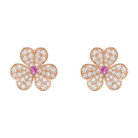 [Luxe Jewelry]FRIVOLE PINK GOLD FLOWER DIAMOND EARRINGS