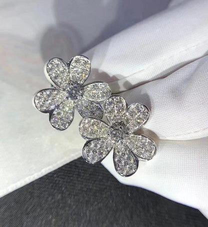 [Luxe]FRIVOLE SILBERNE BLUMEN-DIAMANT-OHRRINGE