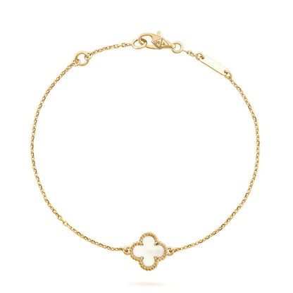 [Luxe]CLOVER WHITE MOP SINGLE FLOWER BRACELET