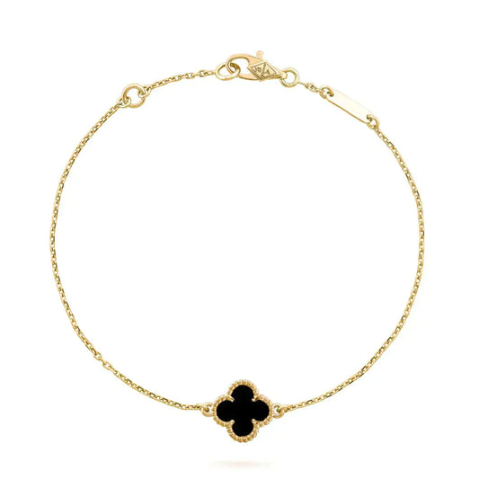 [Luxe]CLOVER ONYX SINGLE FLOWER BRACELET