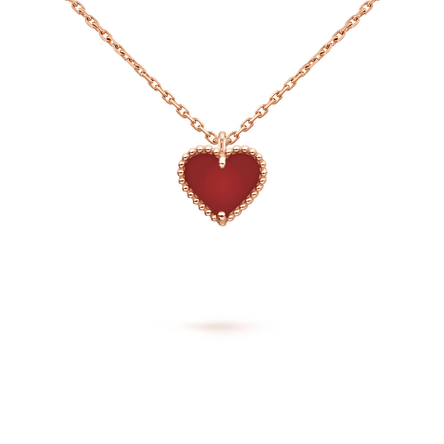 [Luxe]SWEET CLOVER CARNELIAN HEART NECKLACE