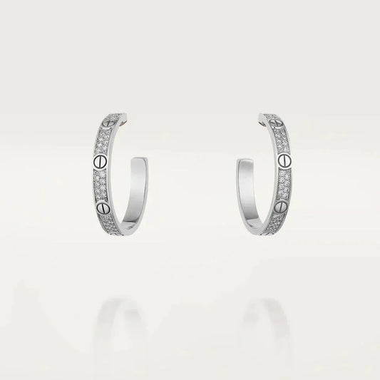 [Luxe]LOVE DIAMOND SILVER HOOP EARRINGS