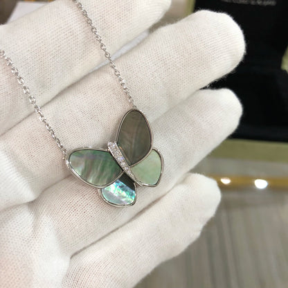 [LUXE]ラージバタフライシルバーペンダントダイヤモンドネックレス