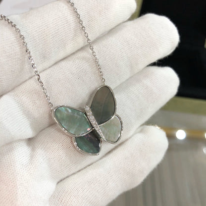 [LUXE]ラージバタフライシルバーペンダントダイヤモンドネックレス