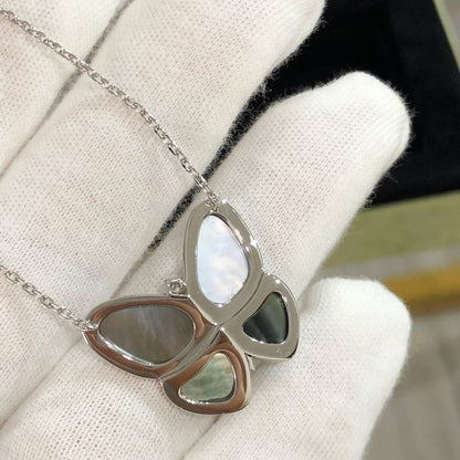 [LUXE]ラージバタフライシルバーペンダントダイヤモンドネックレス