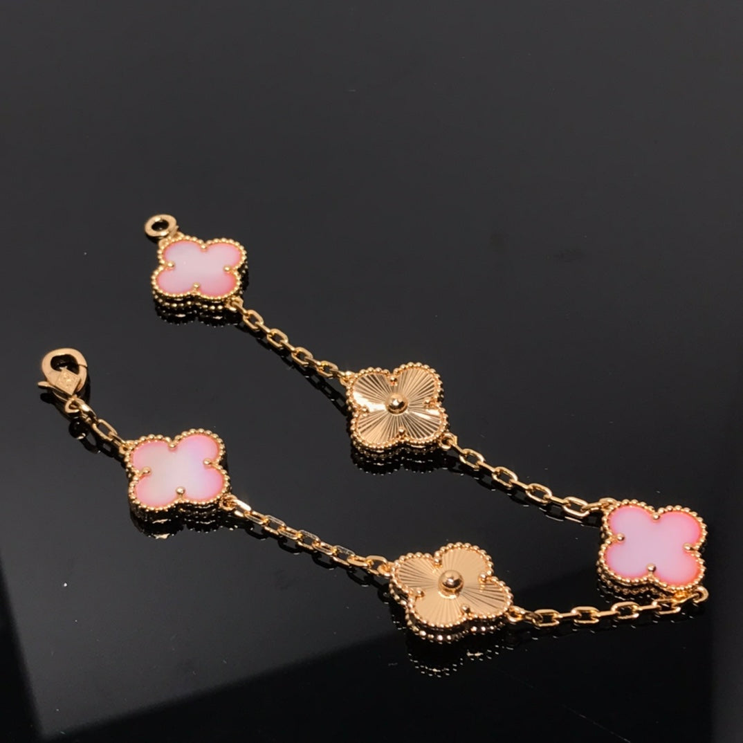 [Luxe]CLOVER ARMBAND 5 MOTIV ROSA UND ROSGOLD