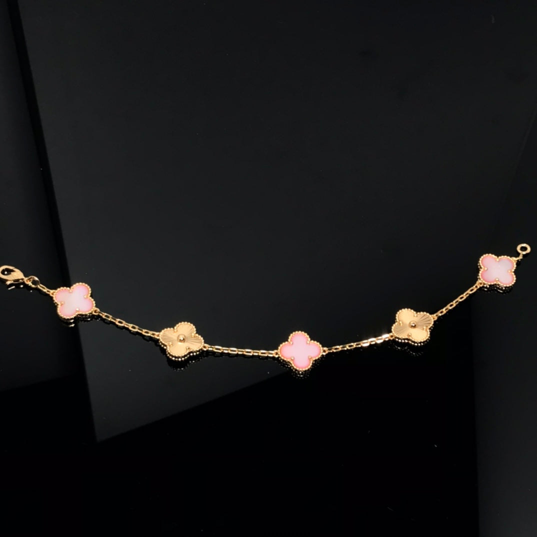 [Luxe]CLOVER ARMBAND 5 MOTIV ROSA UND ROSGOLD