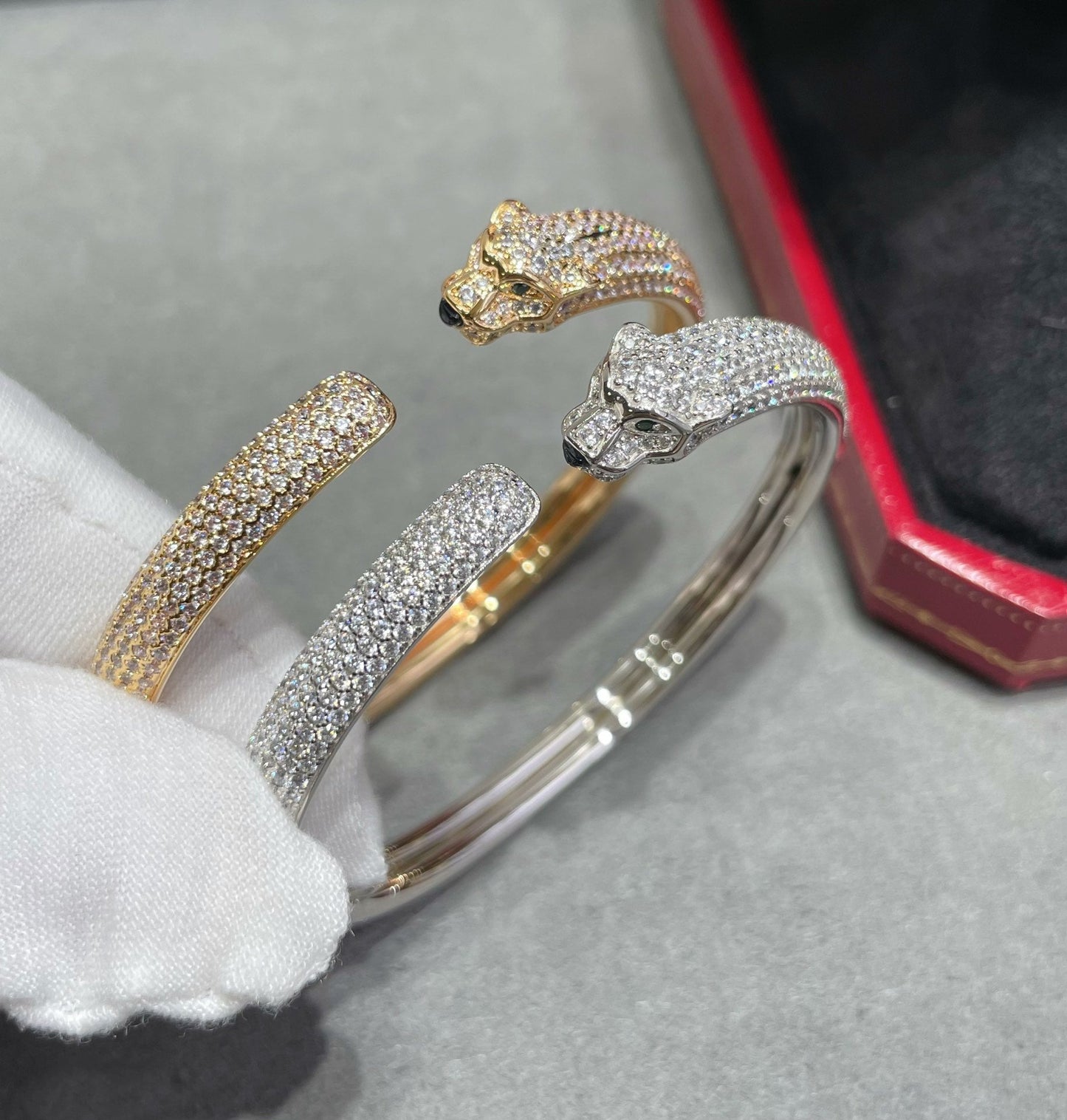 [Luxe]PANTHERE FULL DIAMOND OPEN BRACELET