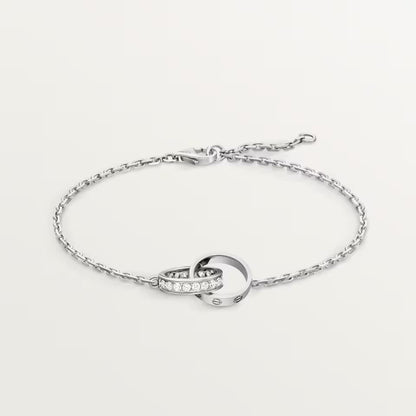 [Luxe Jewelry] LOVE DOUBLE RING HALF DIAMOND BRACELET